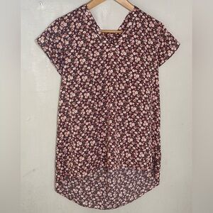 Everleigh Anthropologie Floral Ruffle Short Sleeve Romantic Blouse Size Small